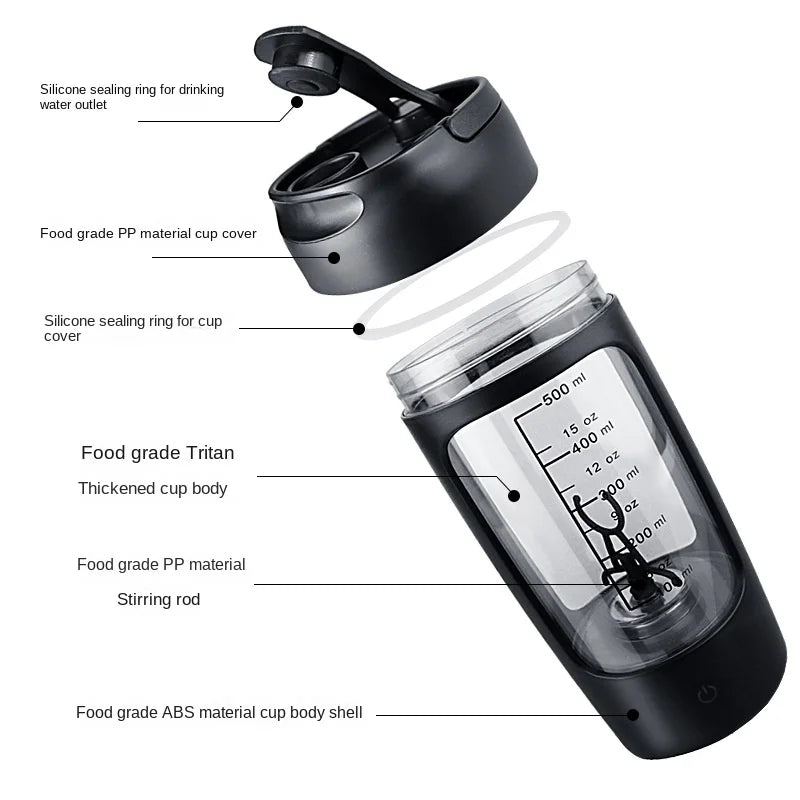 Electric Protein Shaker Bottle – Rechargeable Blender Bottle