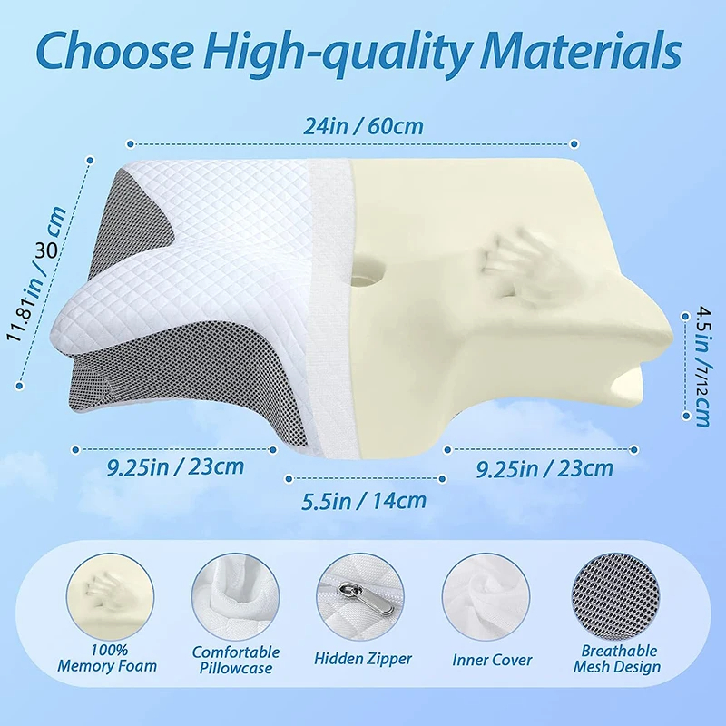 Memory Foam Cervical Neck Pillow – Ergonomic Pain Relief