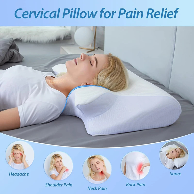 Memory Foam Cervical Neck Pillow – Ergonomic Pain Relief
