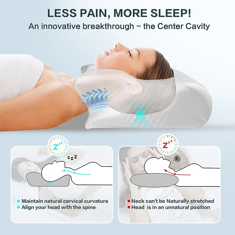 Memory Foam Cervical Neck Pillow – Ergonomic Pain Relief